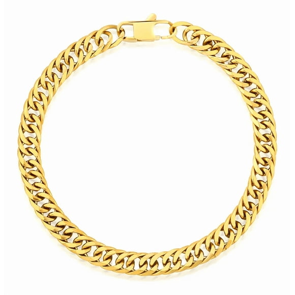 Pulsera De Oro Esclava Hombre Cubano Acero Inox 6mm 8mm Xtellar dorado