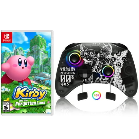 Kirby and the Forgotten Land Game Disc and Upgraded Switch Pro Controller for Nintendo Switch/OLED/Lite, Wireless Switch Remote for PC/IOS/Android/Steam Pink