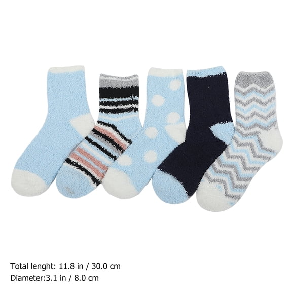 FENGGUIQU 5 Pairs Women's Thermal Socks Mid Calf Length Warm Polyester Blend Assorted Colors Comfortable and Cozy
