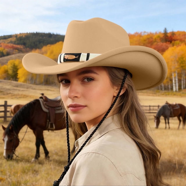 Chapeau de Cowboy Western pour l'Extérieur, Style Jazz Classique, Couvre-Chef, Convient au Quotidien, Décontracté et Saisonnier