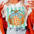 thumbnail image 5 of Coquette Pumpkin Bow Fall T-Shirt, Cute Pumpkin Graphic Tee, Comfort Colors Autumn Shirt, Retro Thanksgiving Halloween Apparel Gift for Her - White, 3XL, 5 of 5