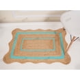 thumbnail image 4 of Rectangle Rug Area Rug Natural Fiber Jute Hand Braided Rug Cyan Color Scalloped Pattern Eco Friendly Rug, 4 of 5