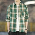 thumbnail image 2 of Ousvtion Saving Plaid Shirt Jacket for Men Button Down Shacket Jackets Long Sleeve Lapel Tops Lightweight Flannel Blouses Fall Spring Shirts Fashion Clothes With Pocket Clearance,A05-Green,L, 2 of 6