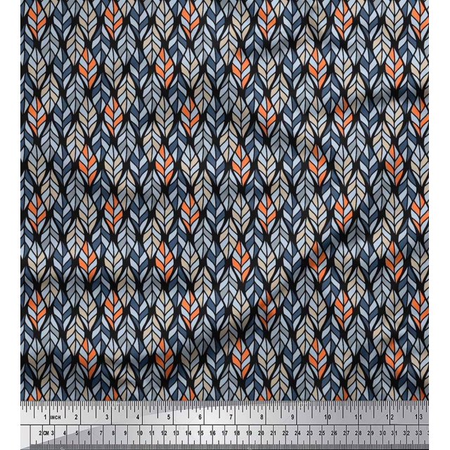 Soimoi Cotton Poplin Fabric Leaves Small Print Fabric by Yard 56 Inch Wide