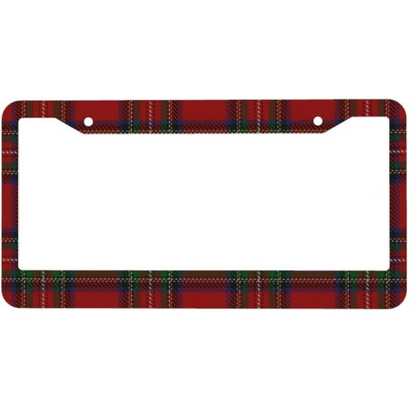Scottish Clan Stewart Red Tartan License Plate Frames - License Plate Covers, 2 Packs Universal Aluminum Tag Frame for Front and Rear Car Tags