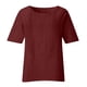 thumbnail image 4 of Camisas de Manga Larga para las Mujeres Túnica de Cuello Tripulado de Color Sólido de Ajuste Suelto, Camiseta de Trabajo de Manga Media, 4 of 4