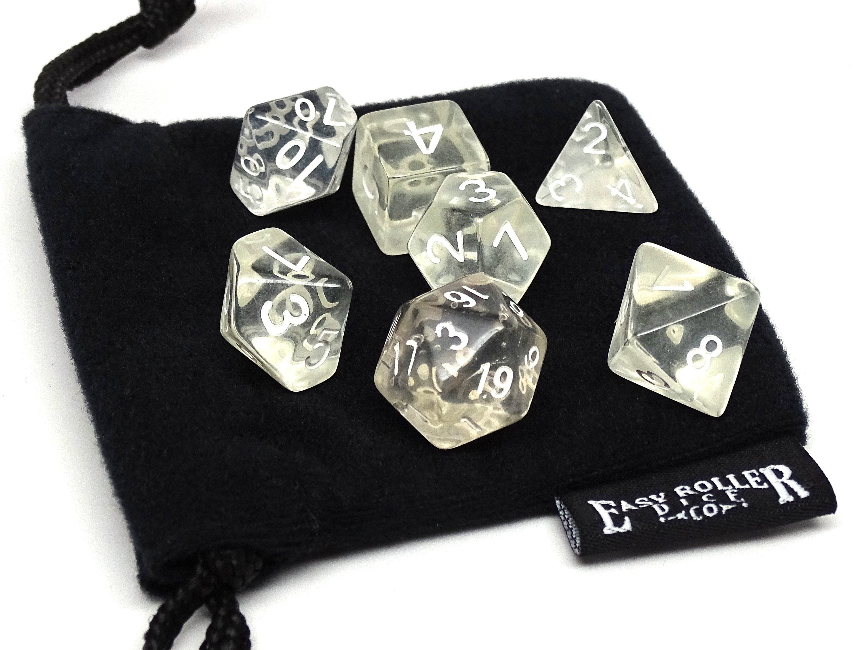 Clear Translucent Dice 7 Piece Set With Bag