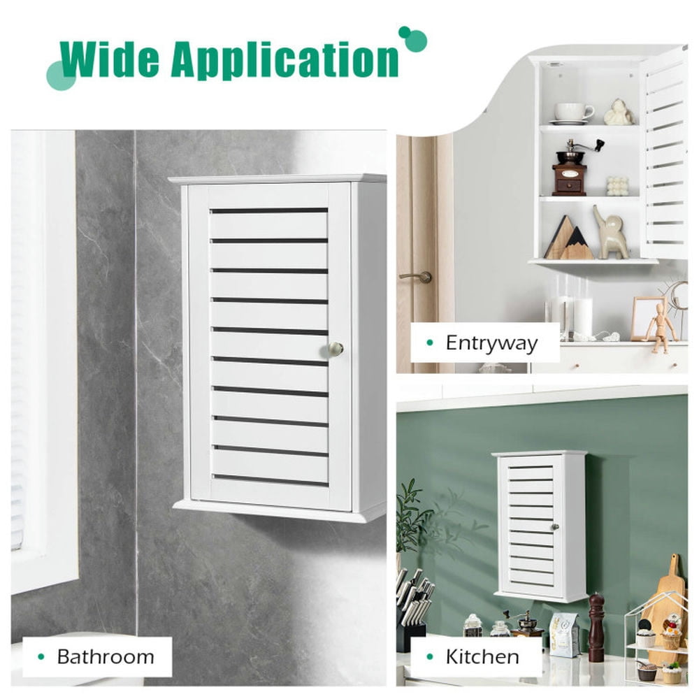Finihen Wall Cabinet, Wall Mounted Bathroom Cabinet, Medicine Cabinet, Wall Mount Medicine Cabinet Multifunction Storage Organizer, for Kitchen Entryway Bathroom, White