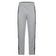 thumbnail image 4 of Taqqpue Men's Casual Cotton Pants Solid Color Elastic Waist Drawstring Tear Away Pants High Split Snap Button Long Trousers with Pockets for Basketball, 4 of 5