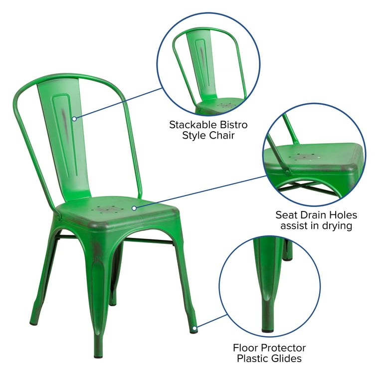 Flash Furniture Commercial Grade Distressed Green Metal Indoor
