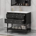 thumbnail image 2 of Euroco 36" Bathroom Vanity Cabinet with Sink Combo Set, Undermount Ceramic Sink, Free Standing Vanity Set with 4 Drawers, Solid Wood Frame Bathroom Cabinet, Black, 2 of 6
