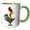 Green/White, variant on 3drose, Funny Cute Colorful Funky Rooster Cartoon, 11oz Two-tone Yellow Mug