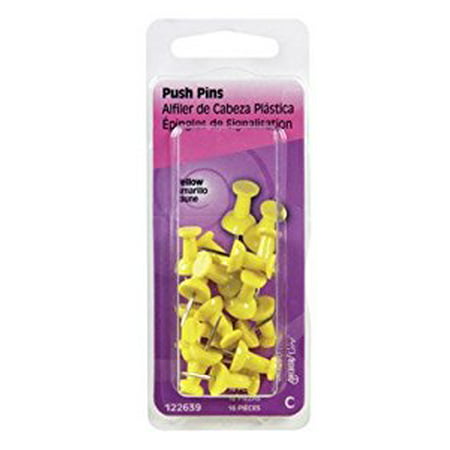 UPC 038902679611 product image for Hillman Fasteners 122639 Push Pins, Yellow, 16-Pk. | upcitemdb.com