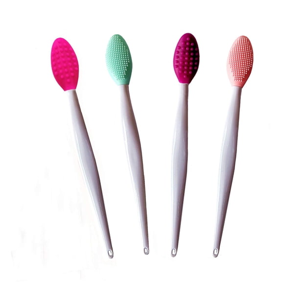 Herramienta de cepillo de labios Cepillo exfoliante de labios de silicona de doble cara Cepillo de labios de silicona exfoliante para hombres y mujeres (4 colores 4 piezas)
