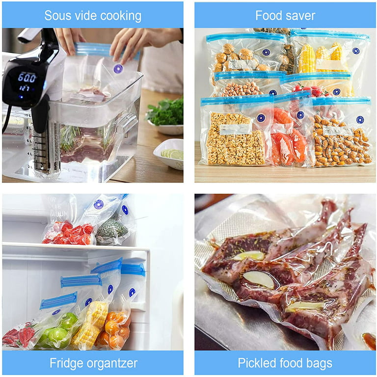 Vacuum bag sealer for food storage including 5 re-usable bags and the pump