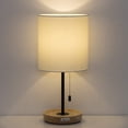 thumbnail image 2 of Bedside Black Modern Table Lamp With Tan Wood Base, Pull Chain Switch by Haitral, 2 of 7