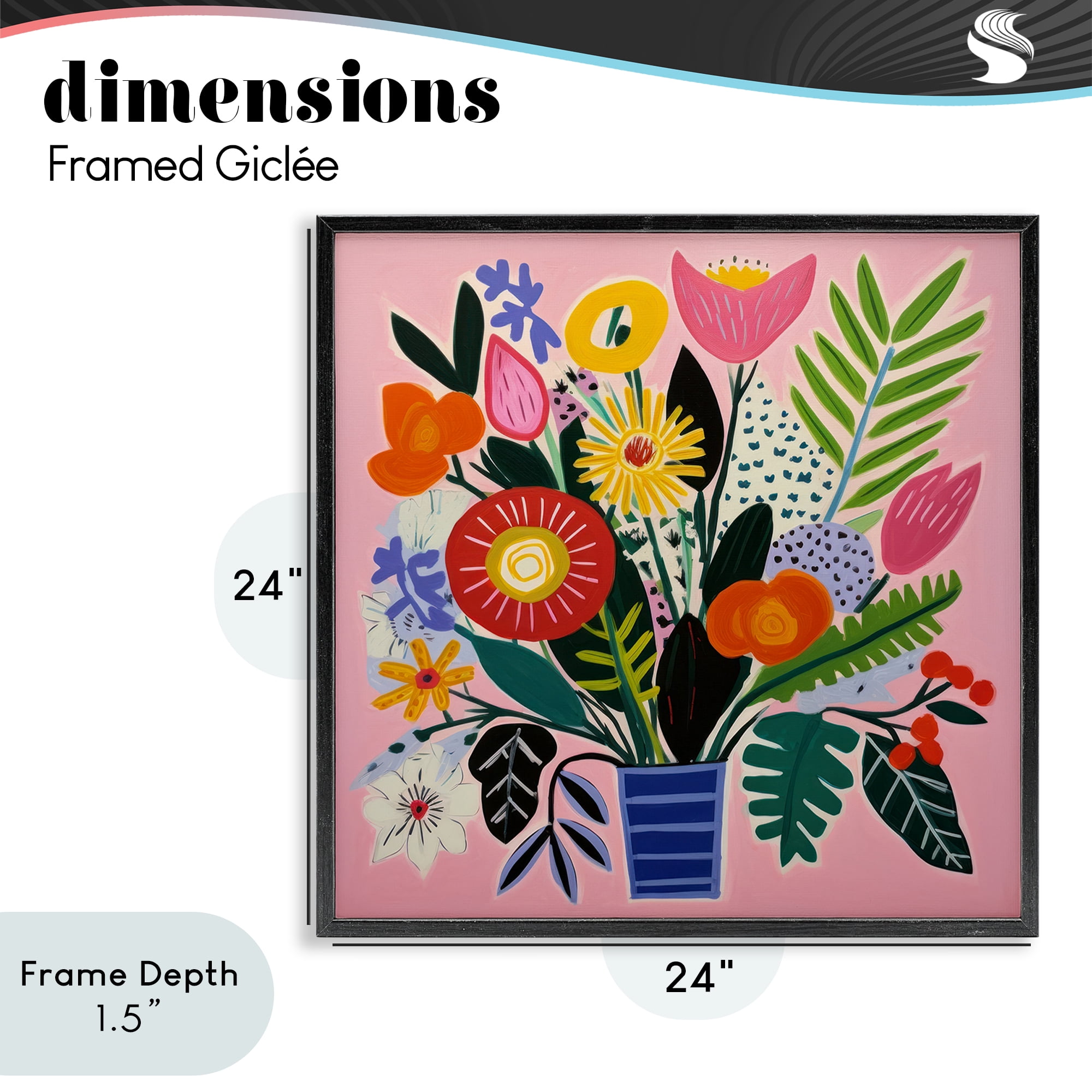 Stupell Industries Floral Flourish Summer Bouquet Black Framed Giclee Art, design by Lazar Studio