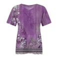 thumbnail image 4 of Bovemsi Plus Size V Neck T Shirts Women Short Sleeve Tops Casual Summer Tshirts Loose Fit Tee, Purple Women's Summer Short Sleeve T-Shirts, XXL, 4 of 4