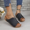 thumbnail image 3 of Orthopedic Sandals for Women,Platform Sandals Women Summer Orthopedic Arch Support Flat Slip on Wide Width Leather Wedge Sandals Damping Sole Upgradation Stretch Lightweight Heels Sandals,Black,6, 3 of 6