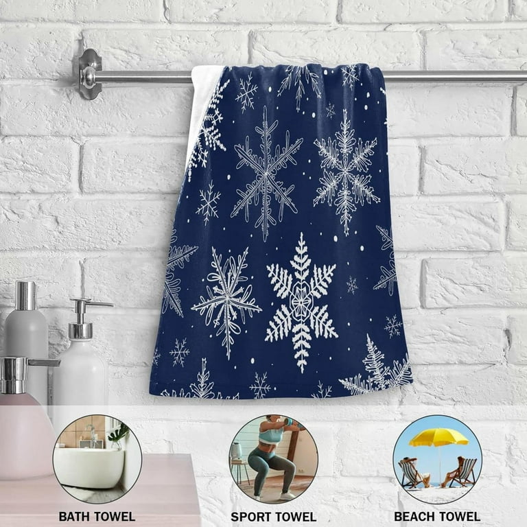 Christmas Kitchen Towels Set of 4 Snowflake Blue Dish Towels