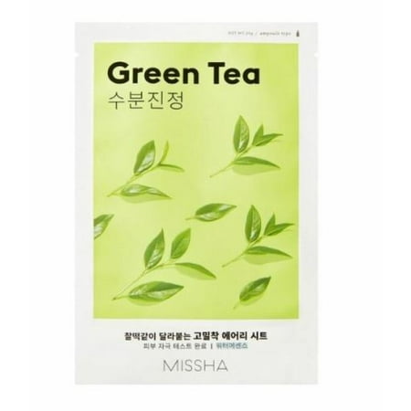 MISSHA Airy Fit Face Sheet Mask, Green Tea (Best Korean Sheet Mask Brand)