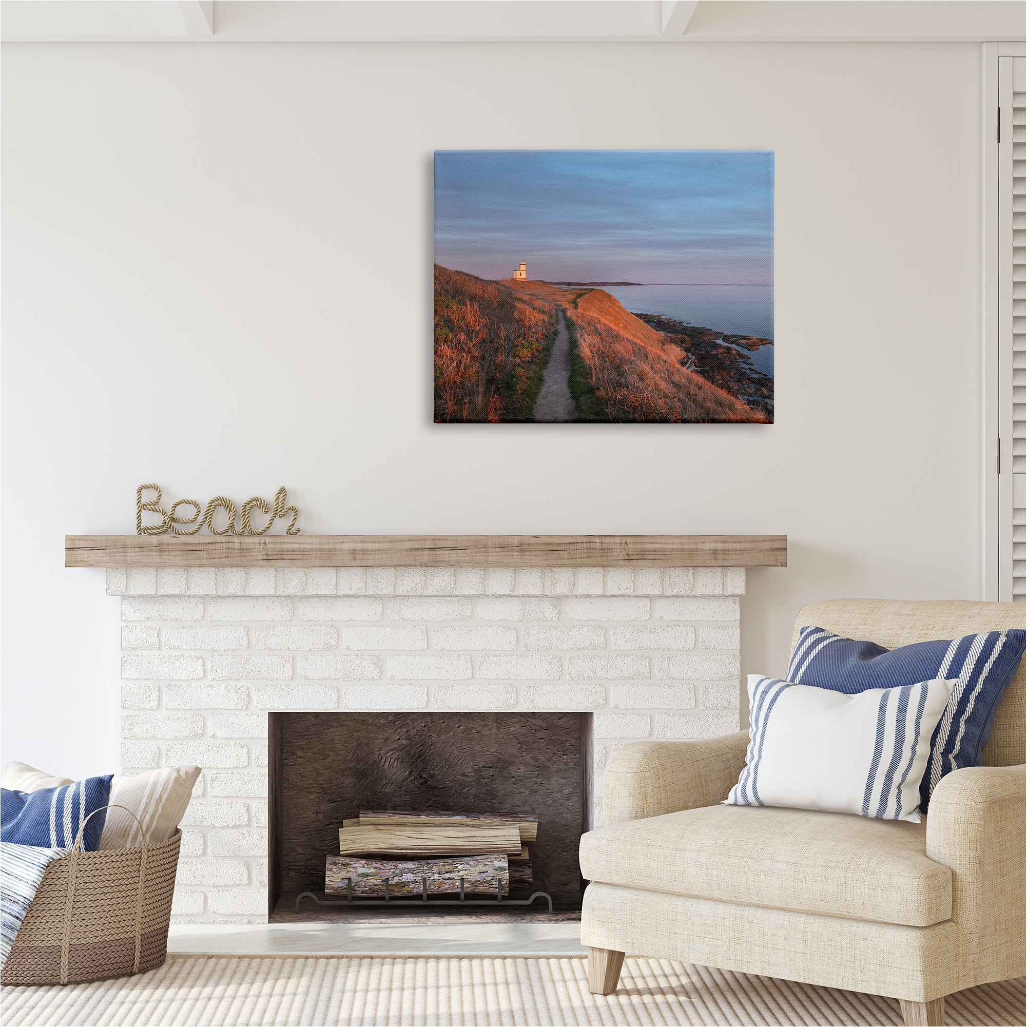 Stupell Industries Path to Lighthouse Landscape Photography Gallery Wrapped Canvas Art Print Wall Art, 40 x 30