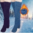 thumbnail image 2 of WREESH Women's Thigh High Fuzzy Socks 2-Pack, Fleeceover Knee Winter Leg Warmers for Christmas Cozy Home Sleeping Warm Slipper Socks, 2 of 4
