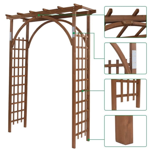 8 FT Wooden Garden Arbor Arches Wedding Party Arch for Climbing Plant