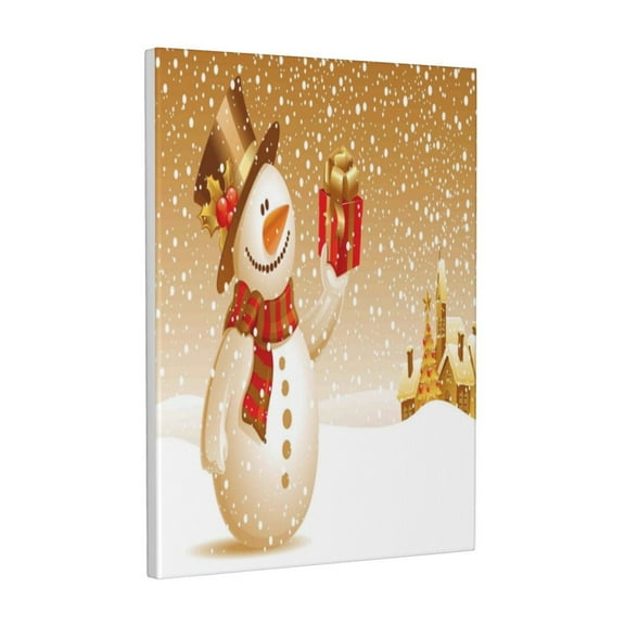 Haiem Christmas Snowman Gift Print 30x40in Canvas Decorative Picture – Stylish Wall Art for Modern Home Decor, Ready-to-Hang Design（Vertical）