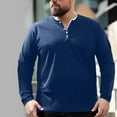 thumbnail image 2 of GigrtiJin Mens Fall Plus Size Shirt Long Sleeved Button Round Neck Blouse Loose Solid Color Casual Pullover Top, 2 of 9