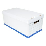 Office Depot Brand Medium Quick Set Up Corrugated Storage Boxes, Letter Size, 24" x 12" x 10", 60% Recycled, White/Blue, Pack Of 12