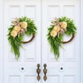 thumbnail image 6 of Bxaolu 16 Inch Real Touch Norfolk Pine Wreaths for Front Door, Artificial Christmas Wreath Green Wreath with Linen Bow and Flowers for Wall Windows Mantle Outdoor Christmas Decoration, 6 of 7