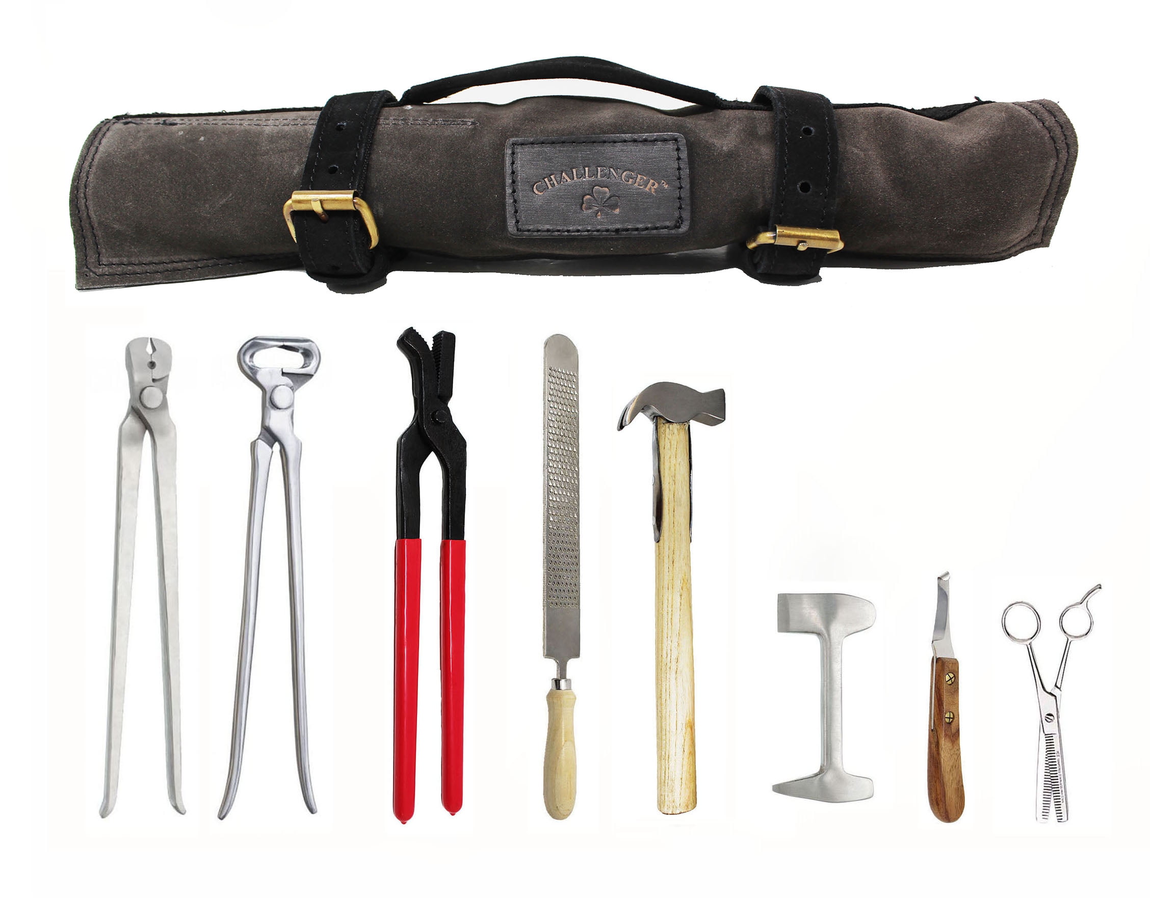 8 Piece Horse Shoe Farrier Hoof Grooming Tool Kit w/ Carry Bag Black