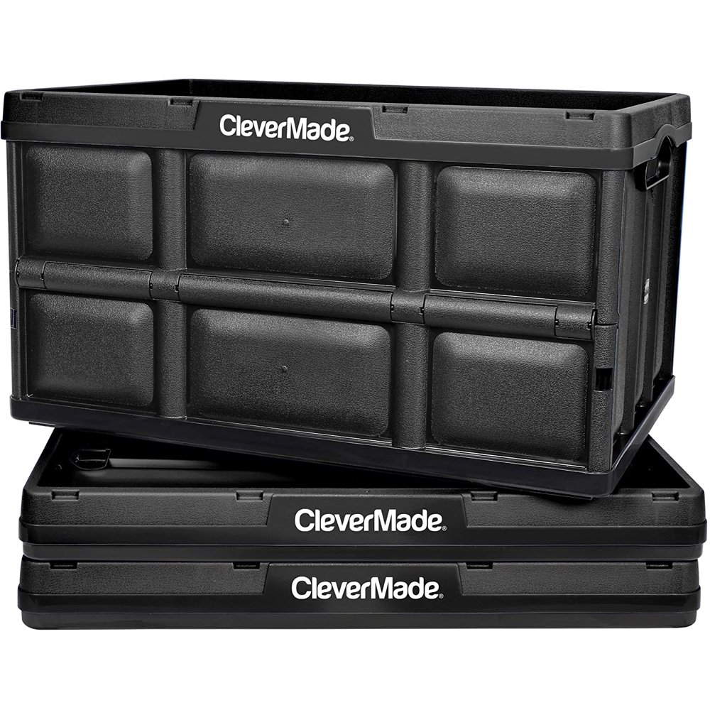 CleverMade 62L Collapsible Storage Bins Durable Plastic Folding