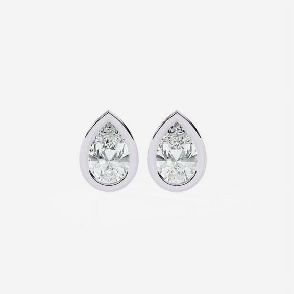 1.00 Ct Pear Cut Moissanite Womens Solitaire Stud Earrings 14K White Gold Finish