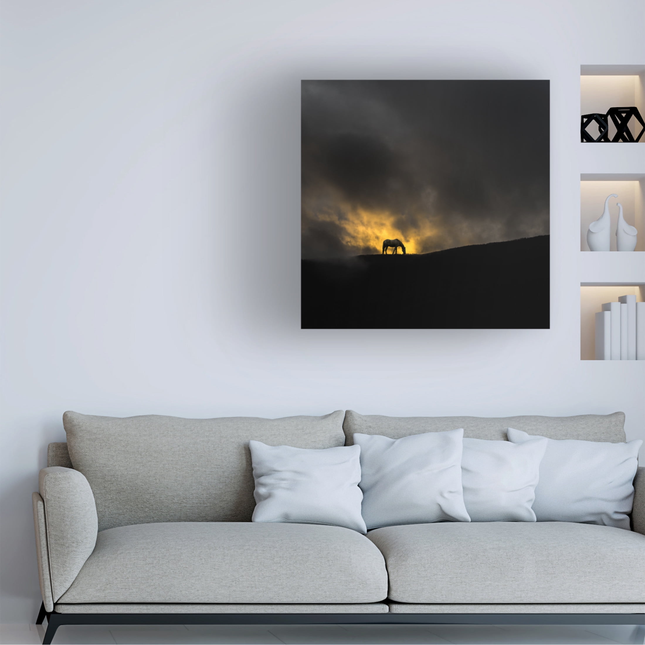 Canvas Wall Art - Todor Tanev 'Golden Horse' Wall Art for Living Room, Bedroom, or Office Décor by Trademark Fine Art - 14 x 14 Inches