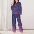 thumbnail image 2 of Kdxio Violet Glitter Women's Pajama Sets Long Sleeve Button Down Sleepwear Nightwear Soft Pjs Lounge Sets-XX-Large, 2 of 7