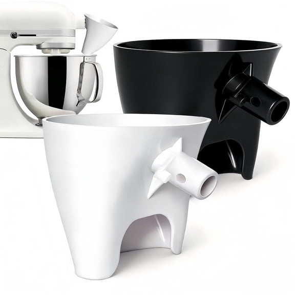 2 Pack Flour Funnel for Kitchen Aid Mixer, Easy Pour No-Mess Attachment, Anti-Splash Accessory, Fits Tilt-Head 4.5–5 Qt