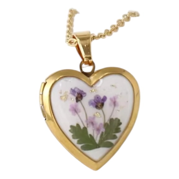 Birth Flower Heart Pendant Necklace
