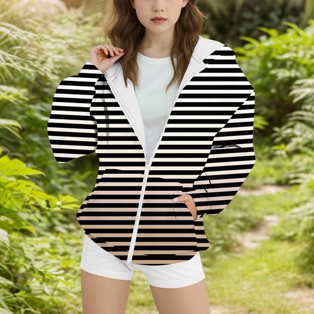Girls Lightweight Windproof Lined Hooded Jacket Outerwear Zip Up Coat For Youth Casual Spring Fall Wear