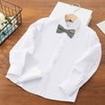 thumbnail image 2 of Posijego Little Boys Dress Shirt Bow Collar Long Sleeve Button down Collared School Shirts for Boys, 2 of 3