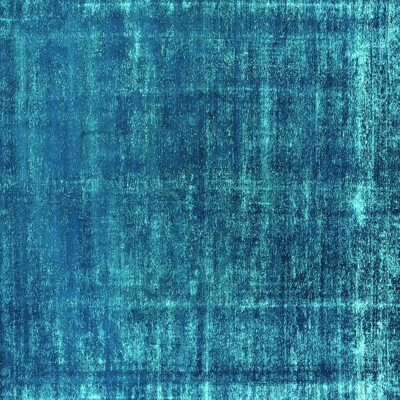 Ahgly Company Machine Washable Indoor Square Oriental Turquoise Blue Industrial Area Rugs, 6' Square