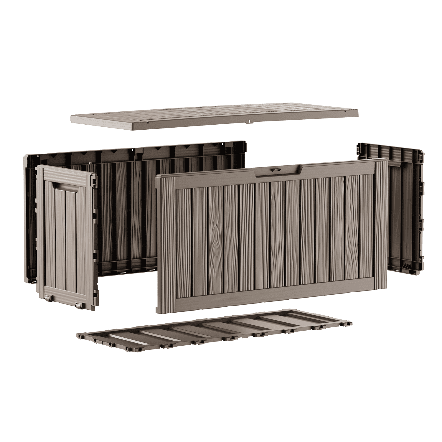 MAYEERTY 80 Gallon Outdoor Deck Box, Large Capacity Storage Box for Patio Furniture Cushions, Pillow with Wheels, Light Brown