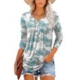 thumbnail image 3 of Traleubie Plus Size Tunic Tops Long Sleeve Casual Floral Printed Henley Shirts for Women M-4XL, 3 of 9