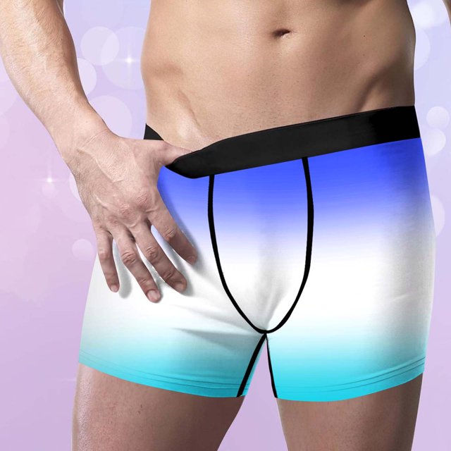 ylioge Mens Underwear Boxer Briefs Casual Mid Waisted Stretchy Gradient Printed Breathable Basic Comfort Full-Coverage Boxers