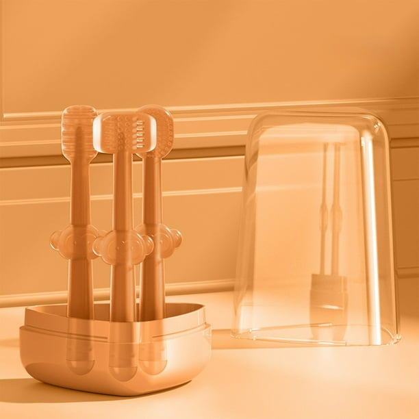 Juego de Cepillos de Dientes de Silicona para Dentición | Cepillo de Lengua Doble Cara y Diseño en Forma de U | Limpiador Oral Suave de Grado Alimenticio | Estuche de Almacenamiento | 0-3 Años