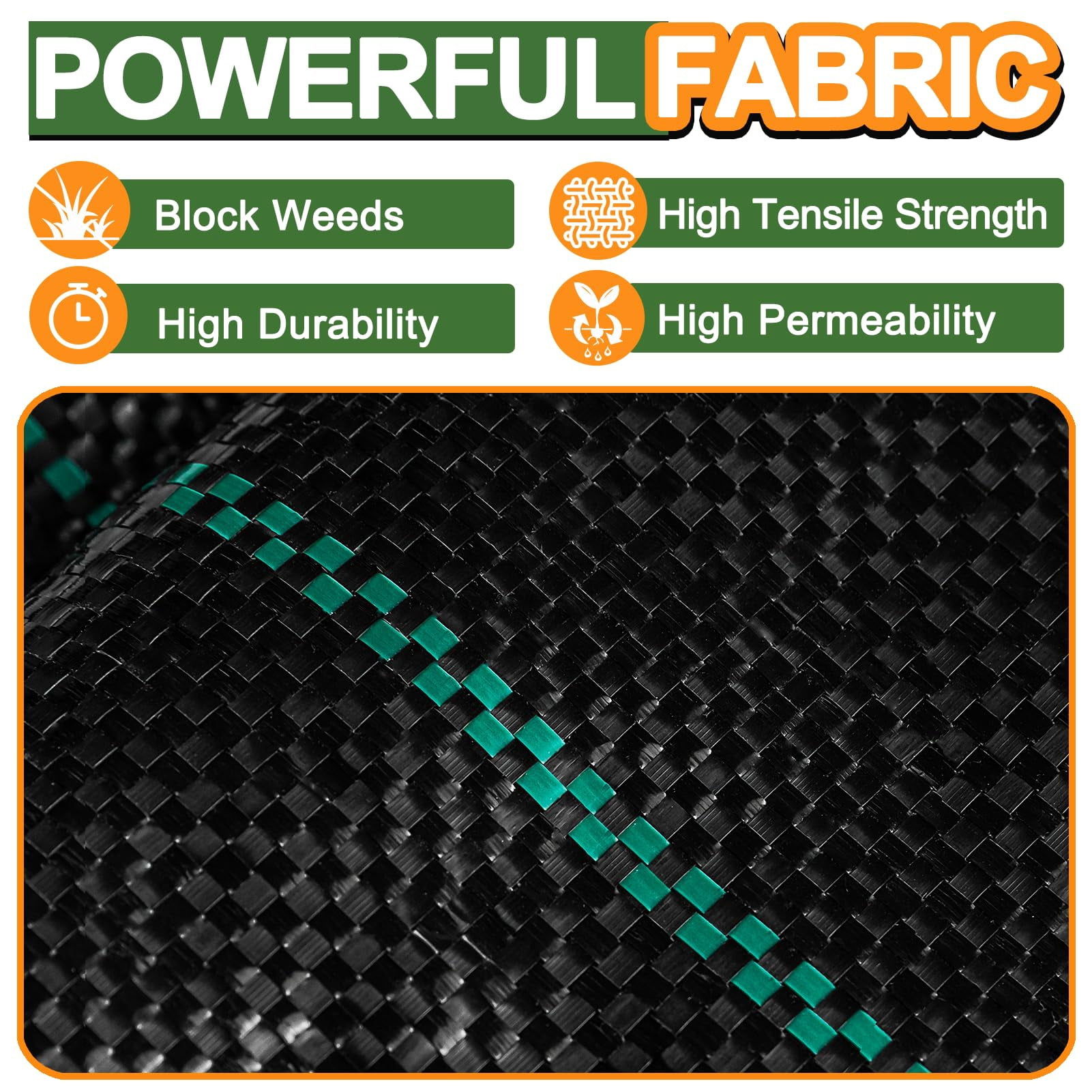 Weed Barrier Landscape Fabric Heavy Duty  3ft X 100ft Thicken Garden Mats Cloth Durable Control Mulch Breathable For Landscaping Blocker Bed Cover(2 Pack 3x50ft)