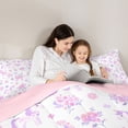 thumbnail image 4 of Metsweet Floral Unicorn Queen Comforter Set 3 Pieces, Flower Bow Comforter Sets Queen, Pink Purple White,Pink Reversible,1 Comforter and 2 Pillowcases, 4 of 6