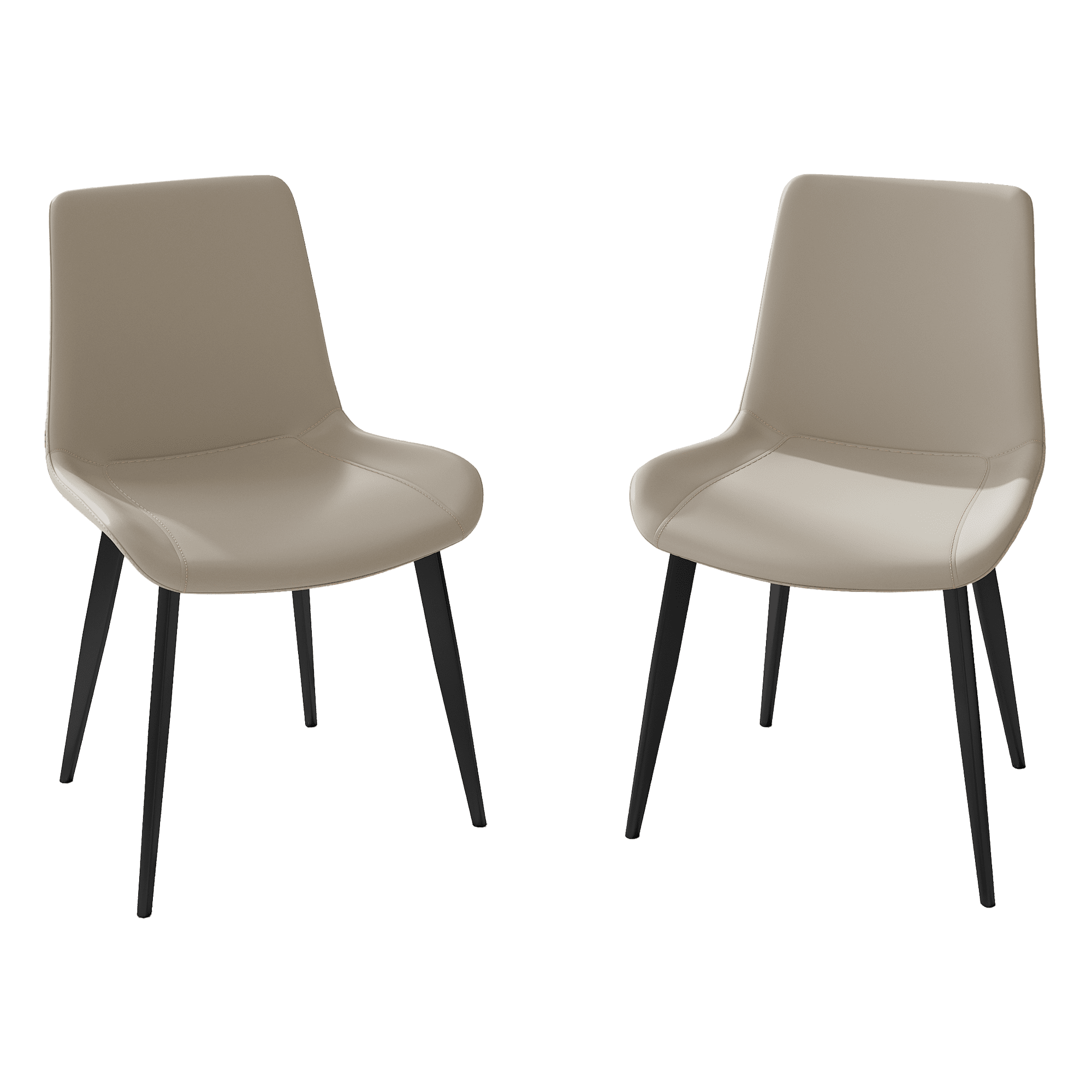 Dining Chair Set of 2 with Faux Leather Seat and Metal Legs, Upholstered Kitchen Chair and Modern Dining Seating, Cream
