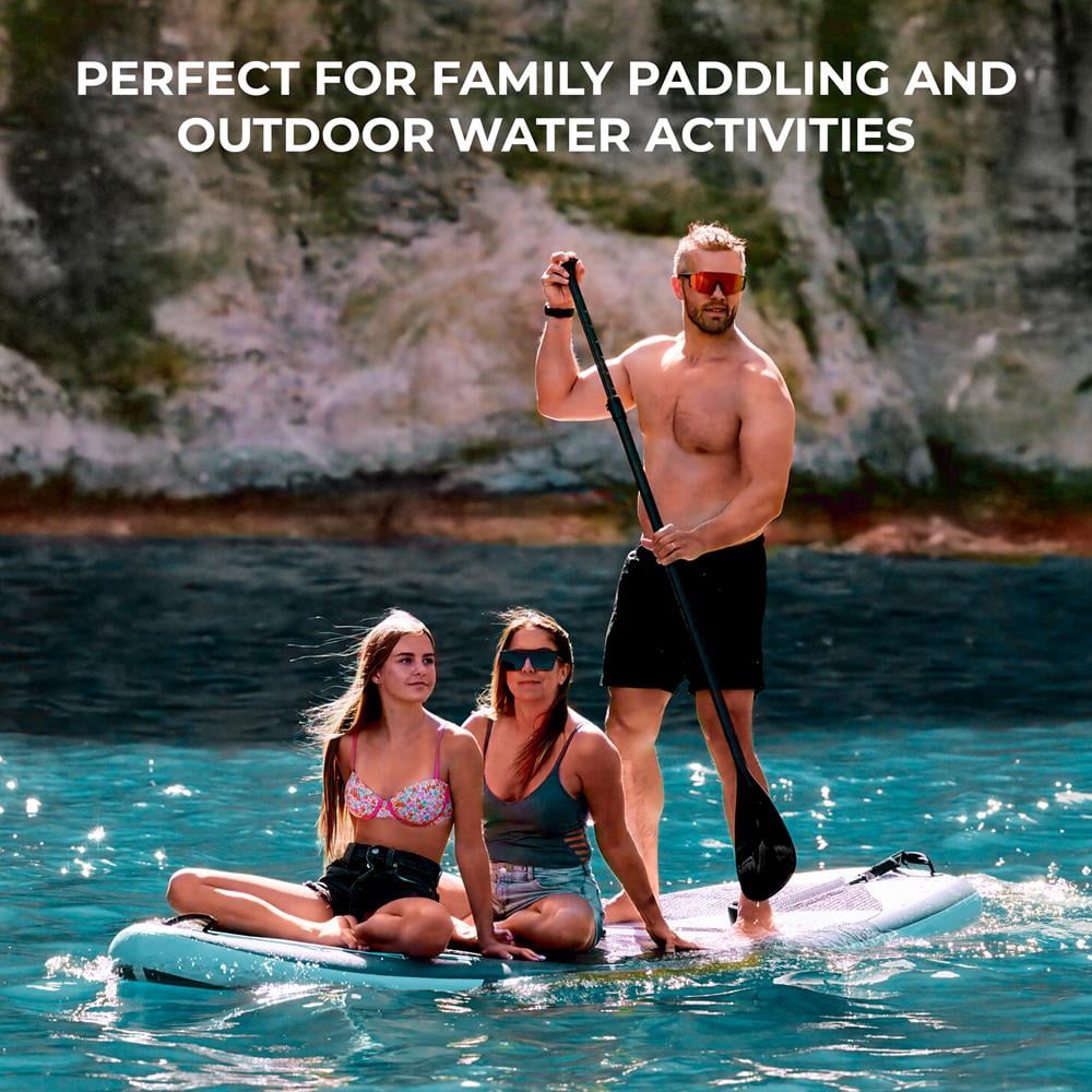 SereneLife 116 Inflatable SUP - Family Stand Up Paddle Board for 2 Adults and One Child - 35 Wide Stable Design with Non-Slip EVA Deck Pad, Premium SUP Accessories, 440 lbs. Capacity